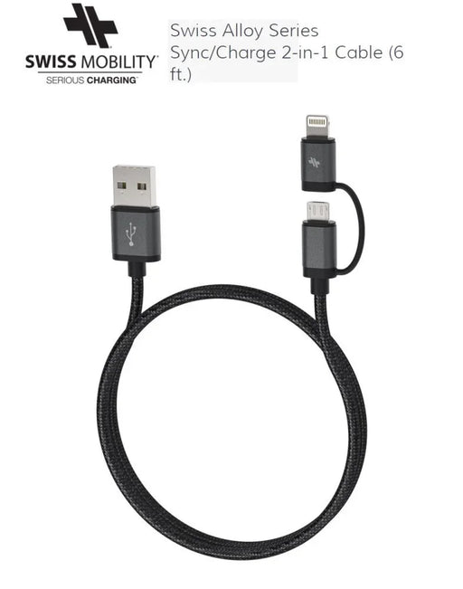 Swiss Alloy 2 in 1 micro USB and Lightning Cable SCLTMUA-M - LX2001 - Homewares, Outdoor, Phone Accessories, Cases, Speakers, Headphones + More -