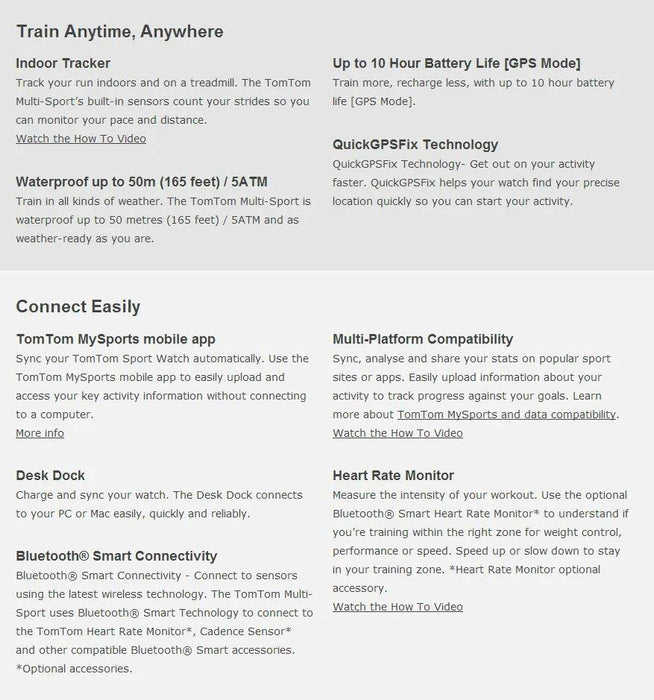 TomTom Multi Sport GPS Watch + Heart Rate Monitor - LX2001 - Homewares, Outdoor, Phone Accessories, Cases, Speakers, Headphones + More -