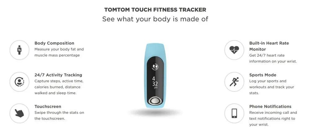TomTom Touch Fitness Tracker LARGE BLACK 1AT0.001.01 - LX2001 - Homewares, Outdoor, Phone Accessories, Cases, Speakers, Headphones + More -