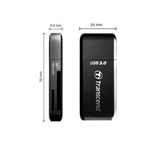 Transcend Portable Multi Memory SD Card Reader - Black TS-RDF5K - LX2001 - Homewares, Outdoor, Phone Accessories, Cases, Speakers, Headphones + More -