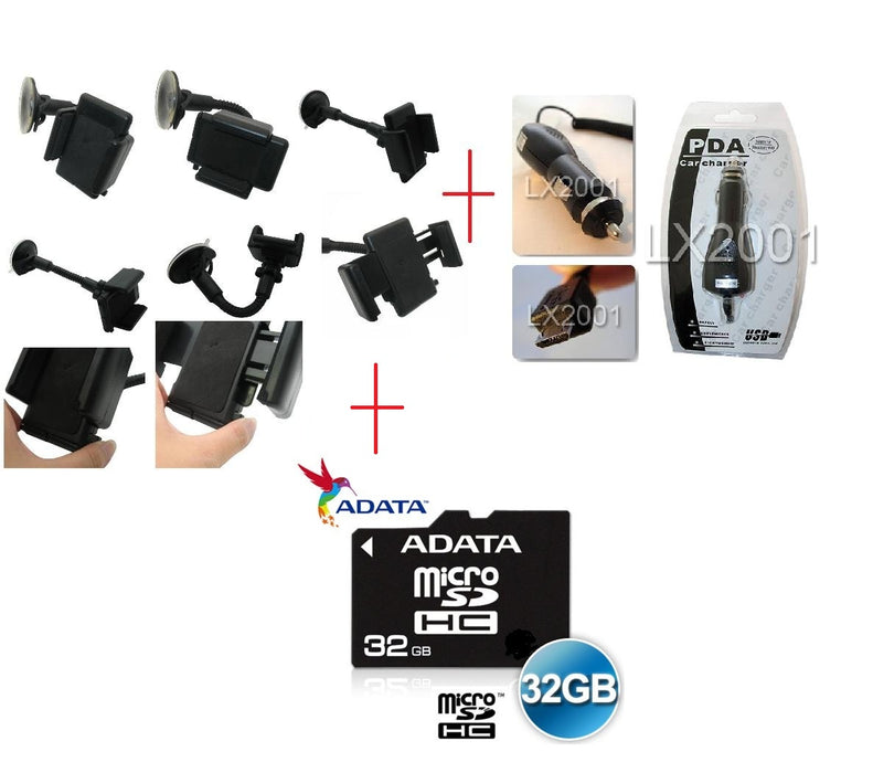 Car Kit Holder + 32GB Micro SD Card + Car Charger