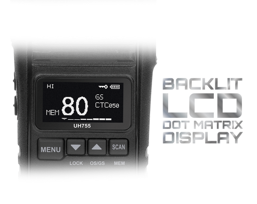 Uniden UH755-2DLX 5 Watt UHF CB Splash-Proof Handheld Radio