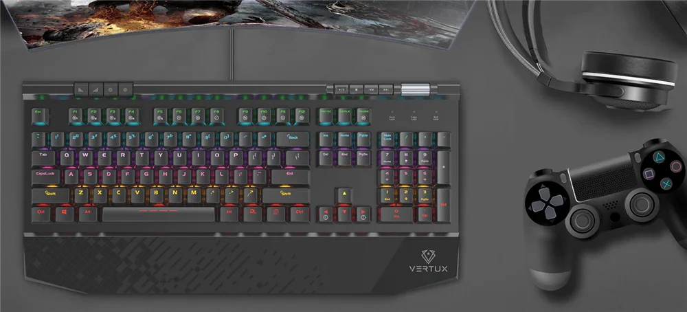 Vertux Hyper Action Mechanical Gaming Keyboard w/ LED Backlight TUNGSTEN - LX2001 - Homewares, Outdoor, Phone Accessories, Cases, Speakers, Headphones + More -