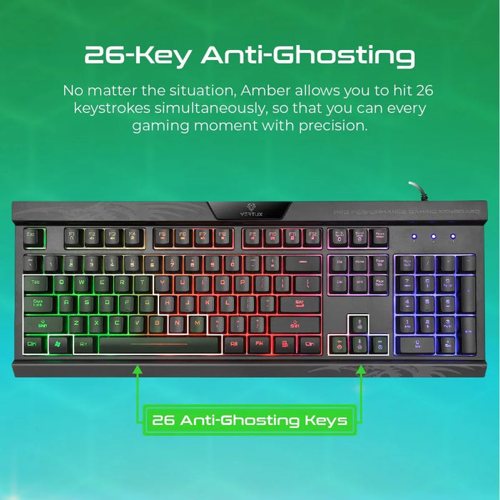 Vertux Pro Performance Gaming Keyboard w/ LED Backlight AMBER - LX2001 - Homewares, Outdoor, Phone Accessories, Cases, Speakers, Headphones + More -