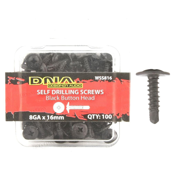 DNA SCREW BUTTON HEAD SELF DRILLING BLACK 8G 16MM (100 PACK)