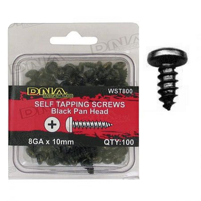 DNA SCREW PAN HEAD SELF TAPPING BLACK 8G 10MM (100 PACK)