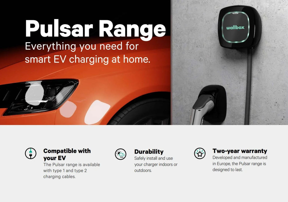 Wallbox Pulsar Plus EV Electric Vehicle Charger - Type 2 - 7M - White - LX2001 - Homewares, Outdoor, Phone Accessories, Cases, Speakers, Headphones + More -