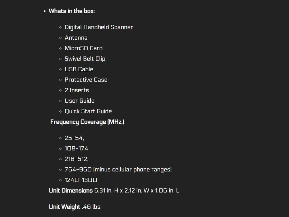 Whistler TRX-1 Handheld Scanner Radio TRX-1E TRX-1