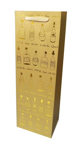 Winex Bottle Gift Bag Gold Celebration PK2184