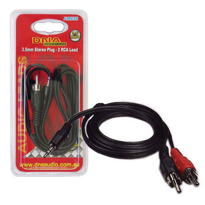 DNA 3.5MM STEREO PLUG TO 2 RCA LEAD 1.5M
