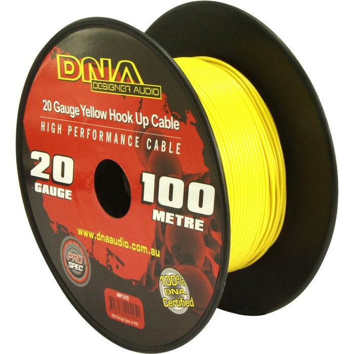 DNA CABLE 20 GAUGE YELLOW HOOK UP CABLE 100MTR