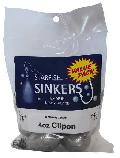Starfish Clipon Sinker Value Pack 4oz (8 per pack) - LX2001 - Homewares, Outdoor, Phone Accessories, Cases, Speakers, Headphones + More -