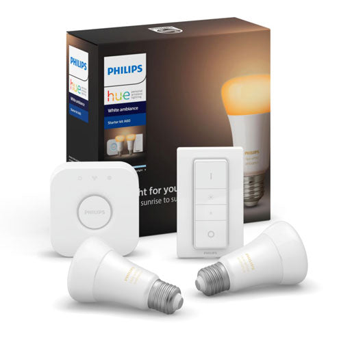 Philips Hue White Amb 8.5W A60 E27 Dimmer 2Pce Starter Kit