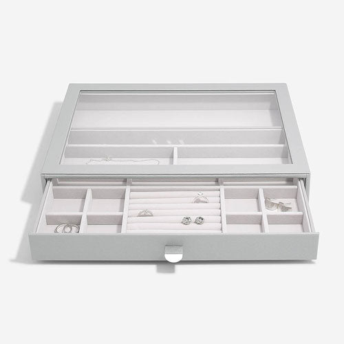 Stackers Supersize Drawer With Glass Lid Pebble Grey