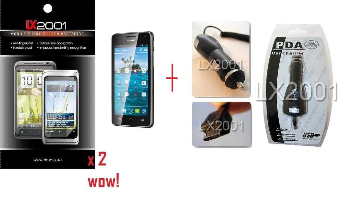 Huawei Ascend G600 Screen Protector + Car Charger