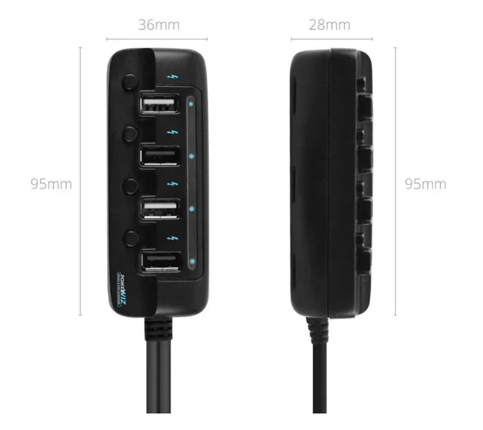 mbeat 4-Port 40W rapid car charger with ON/OFF switches via Cigarette Lighter - LX2001 - Homewares, Outdoor, Phone Accessories, Cases, Speakers, Headphones + More -