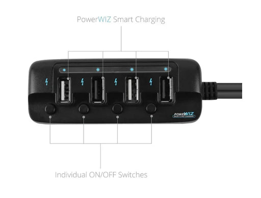 mbeat 4-Port 40W rapid car charger with ON/OFF switches via Cigarette Lighter - LX2001 - Homewares, Outdoor, Phone Accessories, Cases, Speakers, Headphones + More -
