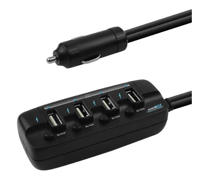 mbeat 4-Port 40W rapid car charger with ON/OFF switches via Cigarette Lighter - LX2001 - Homewares, Outdoor, Phone Accessories, Cases, Speakers, Headphones + More -