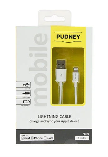 Pudney Usb A Plug To Lightning Plug 1 Metre White - LX2001 - Homewares, Outdoor, Phone Accessories, Cases, Speakers, Headphones + More -