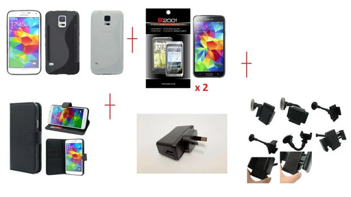 Samsung S5 Leather Gel Case Wall Charger Holder - LX2001 - Homewares, Outdoor, Phone Accessories, Cases, Speakers, Headphones + More -