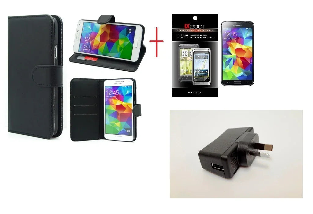 Samsung Galaxy S5 Wallet Leather Case Wall Charger - LX2001 - Homewares, Outdoor, Phone Accessories, Cases, Speakers, Headphones + More -