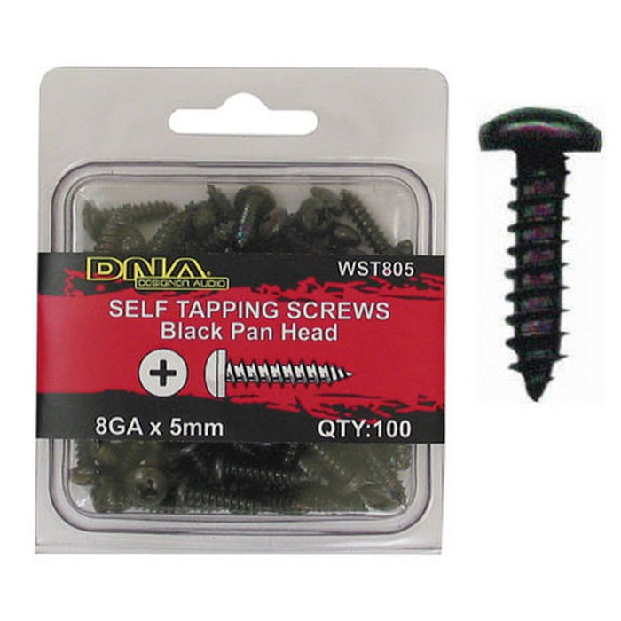 DNA SCREW PAN HEAD SELF TAPPING BLACK 8G 16MM (100 PACK)